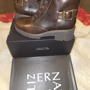 Naturalizer Brown Leather Ankle Boots with Buckle